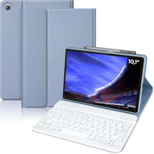 KTOITION Funda con Teclado para Lenovo Tab 10.1 2025,Bluetooth inalámbrico Desmontable Funda Protectora Delgada para la Tableta Lenovo Tab 10.1 Pulgadas 2025 (TB-311FU/TB-311XU) (Azul)