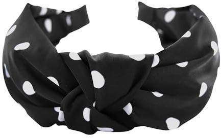 axy Haarreif mit Knoten und Satin bezogen-Vintage-Wunderschön Stirnband Haarschmuck Damen Haarreifen HR35A (Schwarz/Gepunktet)
