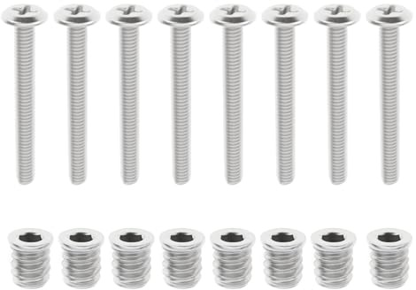 ECSiNG 8Pcs M4 Stainless Steel Bolt-On Neck Guitar Screws and Inserts for Guitar and Bass 4x35mm/4x10mm