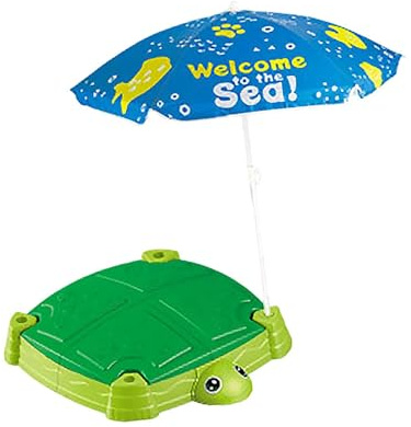 LeeQinersw Sandkasten mit Deckel und Sonnenschirm, Kindersandbecken mit Abdeckung, sensorisches Spielerlebnis für den Strand, Schildkröte