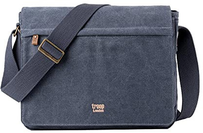 Troop London TRP0240 Classic Canvas Laptop Messenger Bag - Blue