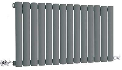 Milano Aruba Anthracite Horizontal Single Oval Panel Radiator - 400mm x 826mm