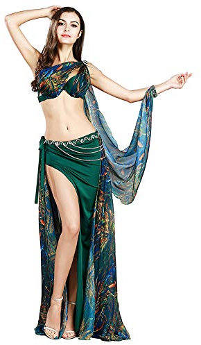 ROYAL SMEELA Bauchtanz Kostüme Floral Chiffon Bauchtanz Kostum Damen Bauchtanz Oberteil Rock Set Frauen karnevalskostüme Bauch tanzen Kleid 4 Stück Anzug Bauchtanz Kleidung Bauchtanz Outfits Anzug
