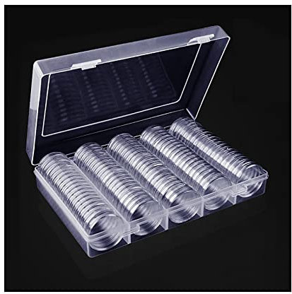 Capsule pour Pièces, 100 Pièces Capsules pour Pièces de Monnaie pour Stocker/Collecter des Pièces, Capsule pour Pièces en Plastique avec Circulaire Transparent / Capsules de Monnaie avec Boîte (30mm)