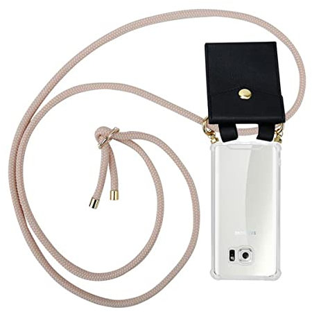Cadorabo Handykette kompatibel mit Samsung Galaxy S6 Schutzhülle TPU Silikon Case Necklace Design Slim Kratzfest Kordel Band mit Etui Rundumschutz Case Hülle für Galaxy S6 in Rosa