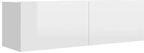 vidaXL TV Schrank mit 2 Klapptüren TV Möbel Hängeboard Lowboard Fernsehtisch Fernsehschrank Sideboard HiFi Hochglanz-Weiß 100x30x30cm Holzwerkstoff