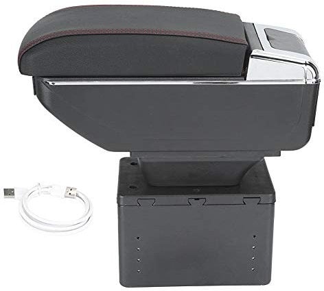 Car Center Console Armrest Box Glove Box Secondary Storage Armrest Box Container Organizer Adjustable with USB Interf e Universal