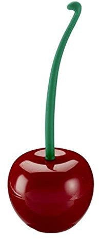 NLIAN- Toilet Bowl Brush Hold Combo Set, Cherry Shaped 1 Pack Heavy Base Clean Bowl Hideaway Compact Holder Strong Bristles for Bathroom Toilet 13x11x38cm