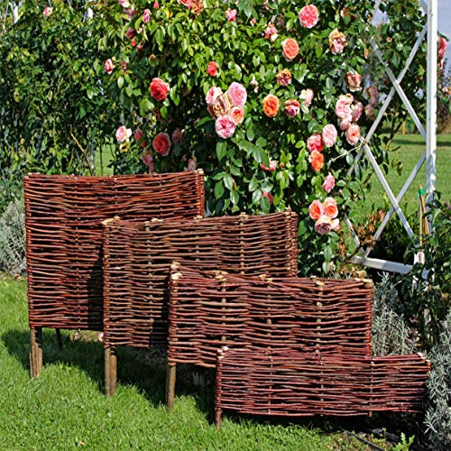 HELO Weidenzaun Beeteinfassung Weide Palisade Beetumrandung Beet Natur Begrenzung (10 Stück, 20 x 60 cm)