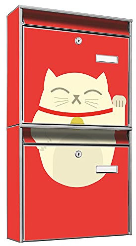 banjado® Briefkastenanlage 2 Fach 36x64x10cm mit Motiv/Briefkasten groß mit Namensschild/Postkasten A4 Einwurf inkl. Montagematerial & je 2 Schlüsseln/Briefkasten ohne Zeitungsfach
