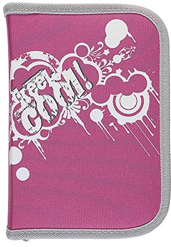 Idena 20107 - Schüleretui mit 2 Innenklappen und Reißverschluss, Aufschrift Keep Cool, in pink, 50 teilig befüllt mit Buntstiften, Lineal und Zubehör, für Schule und Freizeit