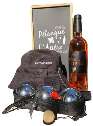 coffret cadeau pétanque 725g complet + 1 bouteille petite envie rosé côtes de thongue 75cl.