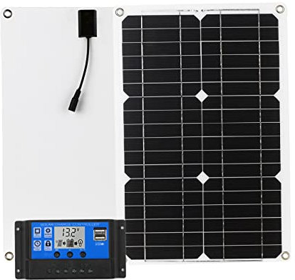 Kavolet Solarpanel, 18 W, 12 V, Solarpanel-Set, Akku-Ladegerät, monokristallines Netzwerkmodul mit Solarladeregler, SAE-Anschlusskabel