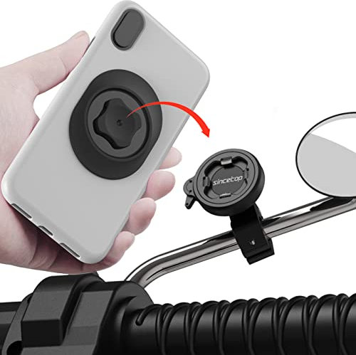 sincetop Motorrad-Handyhalterung, Aluminium, Universal-Adapter [Φ10–14 mm], 360° drehbar für Roller, Elektro, Motorrad, kompatibel mit iPhone/Samsung/Google 2. Generation