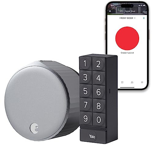 August Wi-Fi Smart Lock + Smart Keypad, color plateado, añade acceso sin llaves a tu hogar, ideal para invitados y alquileres de vacaciones