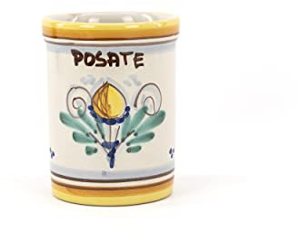 CEAR Ceramiche - Barattolo portaposate da cucina in ceramica artigianale siciliana H cm 12