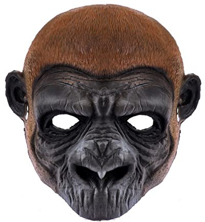 RUIXIA Gorilla-Affenmaske Tierkopf PU Schaum Vollgesichtsmaske für Halloween Kostüm Party Karneval