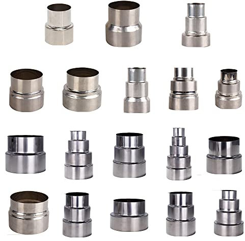 ZYNCUE Riduttore Fumi in Acciaio Inossidabile, Adattatore per Fumi Resistente al Calore, Raccordo per Tubi Tubo Adattatore per Stufa per Tutti i Tubi Rigidi di Sfiato Aria Condizionata, Ø80mm / Ø60mm