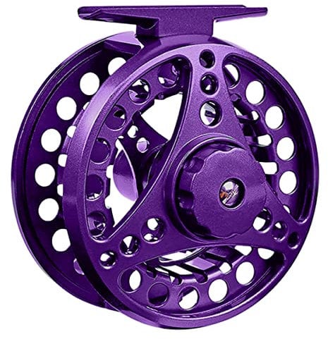 FANGBLUE Fliegenfischrolle Aluminiumlegierung 5/6 WT großer Dorn 2+1BB austauschbar für Salzwasser und Süßwasser Fliegenrad 5/6 WT (lila)