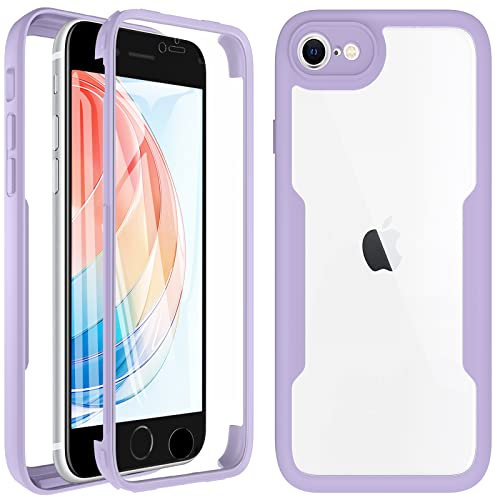 Hensinple Coque pour iPhone SE 2022 4,7 Pouces, iPhone SE2020/iPhone 8/iPhone 7 Coque avec Protection D'écran, 360 Degrés Antichoc Étui Protection Housse pour iPhone SE 2022/SE 2020/8/7 - Violet
