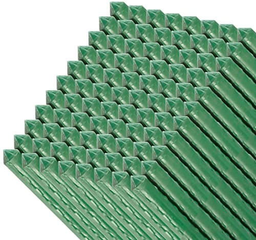Tradineur - Pack de 96 tutores de Acero plastificado para Plantas de Ø 1,10 x 180 cm, Ideal para el Cuidado del jardín. Varillas para el Cuidado de Plantas y arboles (Color Verde)