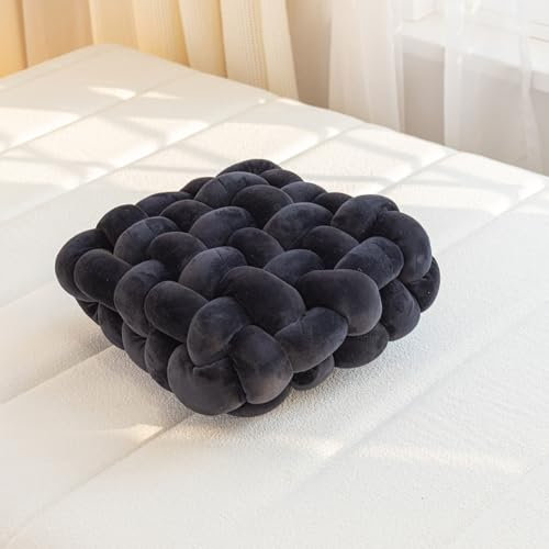 VanderHOME Gepolstertes Sitzkissen,knotenkissen, Geknotetes Kissen, Knot Kopfkissen, Plüsch Kissen Weiche,Stuhlpolster/Matratzenkissen für Stühle S-Schwarz