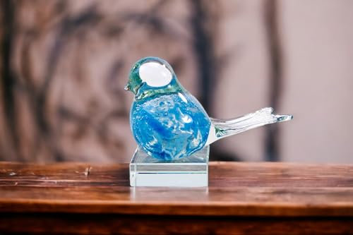 Mini-Urne - Urne - Vogel - Hellblaue Dekoration mit Blasen - Urne - Urne Hund - Urne Katze - Hunde Urne - Mini Urne - Urne fur Hunde - Katzen Urne - Asche Urne - Urne klein - Tierurne - Kleine Urne