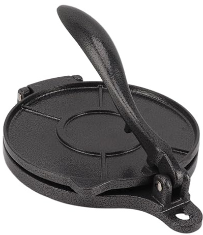Tortilla-Presse, Heim-Tortilla-Maker aus Aluminiumlegierung, Manuelles Tortilla-Maker-Presswerkzeug für die Herstellung von Pizza-Pastetchen (20 cm Schwarz)