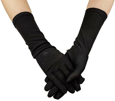 jebyltd Gants de protection solaire pour musulmans, longueur coude, gants islamiques en satin, gants extensibles pour hijab arabe, Noir , 20* 20* 2cm