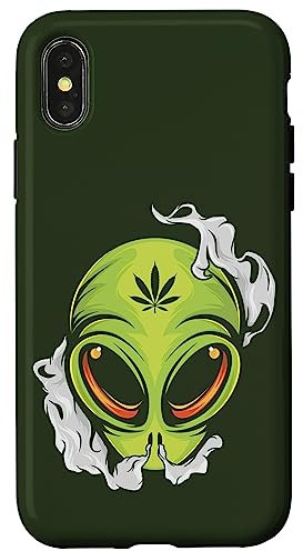 Alien UFO Cannabis Marihuana Weed Hanf THC Ganja Geschenk Hülle für iPhone X/XS