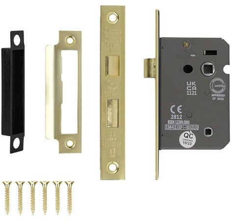 Decoranddecor Bathroom Mortice Lock - 2.5inch / 64mm - Electro Brass - Fire Rated - UKCA & CE Approved