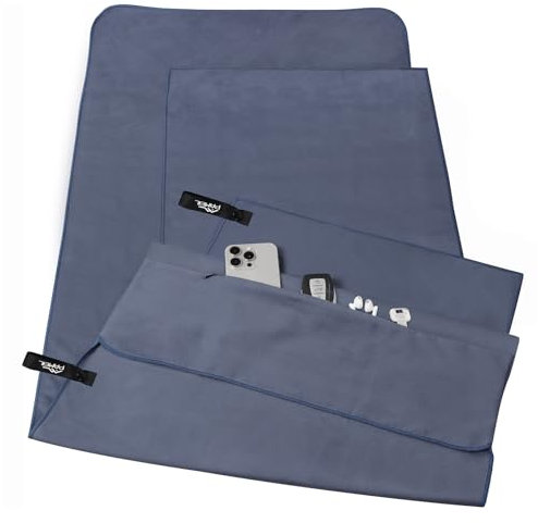 Pameil Mikrofaser Handtuch 2er Set mit Reißverschluss Tasche, Fitness Handtuch (120x50 Handtuch groß+80x40 cm Kleine Handtücher) Ultra-Saugfähig & Kompakt als Strandtuch, Reisehandtuch, Sporthandtuch
