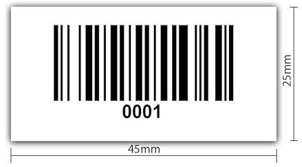 Universal Etiketten Barcodeetiketten Archivierungsetiketten Barcodeetiketten 45x25mm fertig bedruckt 4 bis 13 Stellig 1000Etiketten/Rolle