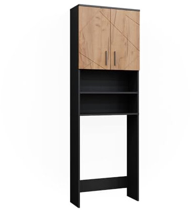 Vicco Mobiletto per lavatrice Irma, Antracite/Rovere, 64 x 190.5 cm