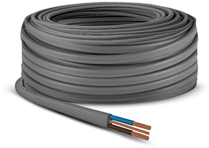 Primes DIY 10mm Twin and Earth Flat Grey PVC Lighting Electric Cable 6242Y BASEC Approved (60 Meter) for Lights, Sockets, Immersion Heaters, Boilers and High-Powered Circuits