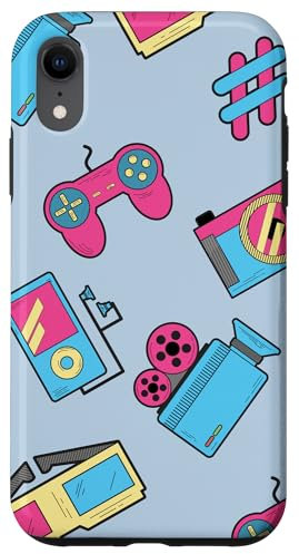 Hülle für iPhone XR Hülle Retro Gaming Design Videospiel Cool 80's Blau Funky