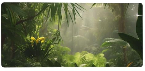 Mauspad mit tropischem Regenwald, Dschungel-Szene, bedruckt, extra groß, 90,2 x 40,6 cm, Gummi-Tastatur-Pad, Computer-Mauspad, Schreibtischunterlage