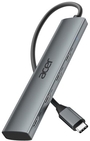 Acer USB C Hub, 10Gbps USB-C Splitter with 4 USBC 3.2 Port, High Speed Type C Multiport Adapter for MacBook Air/Pro, iPhone 16/15 Pro, iPad Air, Surface Pro, Chromebook, Dell XPS and More - Grey