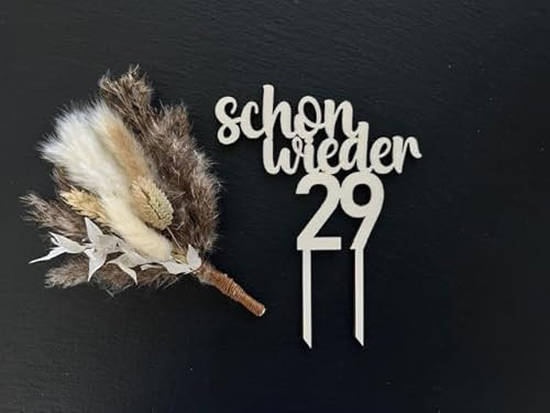 CAKE TOPPER Schon wieder 29 Happy Birthday Holz Kuchenstecker Stecker Tortendeko Geburtstag Torte Kuchen