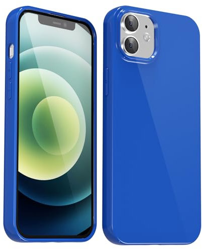 Svanove for iPhone 12/ iPhone 12 Pro Case Silicone, Glossy Soft Rubber Gel Jelly Cute Protective Plastic Simple Plain Phone Case Cover for Women Girl, Slim Thin Flexible Shockproof TPU, Royal Blue