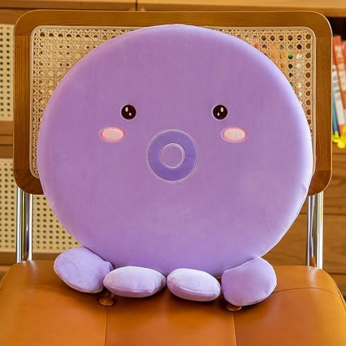 champracer Runde Stuhlkissen Kinder,Cartoon Rundes Kissen, Stuhlkissen Dickes Stuhlkissen ,40cm Memory Foam Sitzkissen Stuhl Sitzpolster mit Abnehmbarer Bezug, Cartoon Tier Sitzauflage (Oktopus)