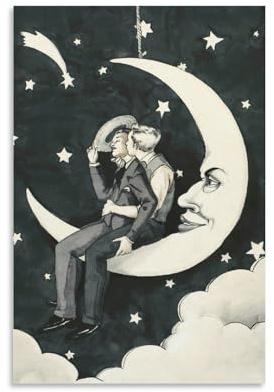 Paper Moon Gay Art Poster, Queer, Trans-Männer, Lgbtq Leinwand-Kunst, Bauernhaus-Galerie, ästhetische Raumdekoration für Schlafzimmer, Badezimmer, 60 x 90 cm