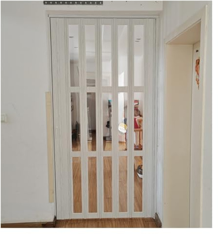 Porte coulissante, Porte Pliante accordéon Porte coulissante en accordéon pour porte/pièce à ailes en L, portes à persiennes en aluminium transparent en acrylique -24 26 28 30 32 34 36 38 40 42 4648 5