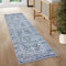 KUTA Waschbarer Vintage-Läufer, 2 x 5 Läufer, rutschfest, blau, 1,5 m, für Flur und Küche, ultraweich, bedruckt, Blumenmuster, Landhaus-Teppich für Schlafzimmer, Eingangsbereich