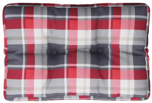 vidaXL Palettenkissen, Palettenpolster für Europaletten, Palettensofa Kissen Indoor Outdoor, Palettenauflage Rückenkissen, Rot Karomuster Stoff