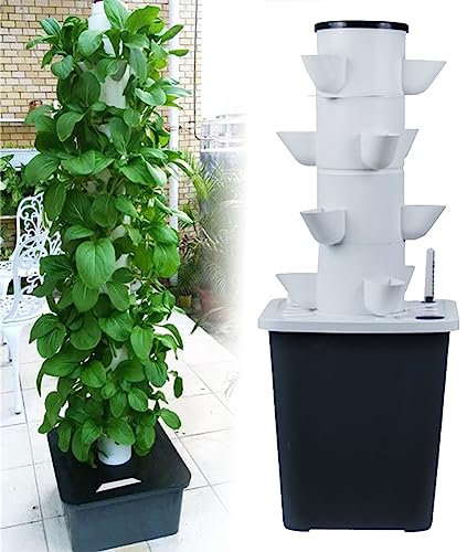 Hydroponic Growing Tower - Juego de torre de cultivo de hierbas con 30 pods hidropónicos, torre de cultivo, set de jardín para hierbas, frutas, verduras, con bomba de temporizador, macetas de red para