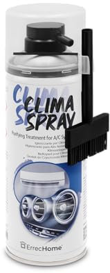 ErrecHome Clima Spray PRO, Pulitore per climatizzatori con pennello erogatore a setole dure progettato per utilizzo diretto su scambiatori di calore, guanti monouso inclusi, bombola da 400 mL