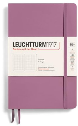 LEUCHTTURM1917 372370 Notizbuch Paperback B6+, Softcover Schreibbuch, 123 nummerierte Seiten, Dusty Rose, dotted