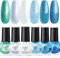 Modelones Nail Polish Set 6 Colors Blue Nail Polish Kit Quick Dry Nail Polish Green Shimmer Glitter Sliver Pearl Nail Polish Manicure Diy Home Salon For Women