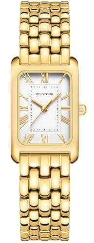 HOLSTOUR Gold Watches for Women Vintage Roman Dial Stainless Steel Bracelet